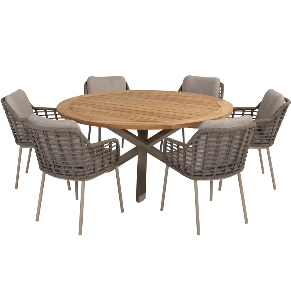 Taste 4SO Puglia Prado dining tuinset 160øx75 cm rond 7 delig teak Taste 4SO
