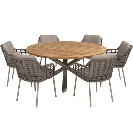 Taste 4SO Puglia Prado dining tuinset 160øx75 cm rond 7 delig teak Taste 4SO