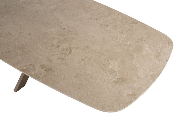 4 Seasons Outdoor Puglia Nevada low dining tuinset 250x105xH69 cm 7 delig latte met deens ovaal keramiek 4 Seasons Outdoor