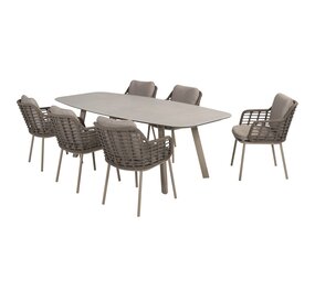 Taste 4SO Puglia Manolo dining tuinset keramisch 240x103xH75 cm 7 delig latte Taste 4SO