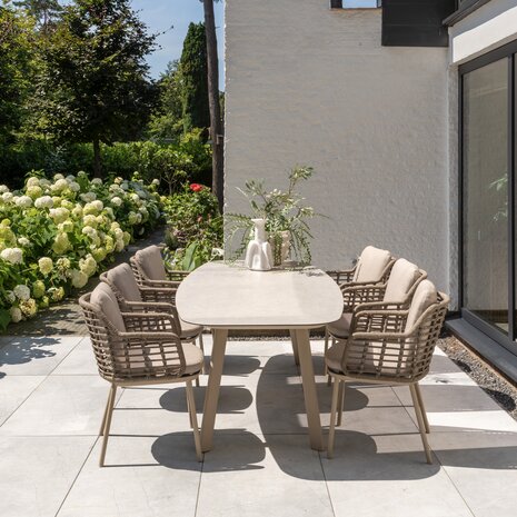 Taste 4SO Puglia Manolo dining tuinset keramisch 240x103xH75 cm 7 delig latte Taste 4SO