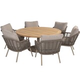 Taste 4SO Puglia Saba low dining tuinset160ØxH69 cm 7 delig met latte onderstel teak Taste 4SO Taste 4SO Puglia Saba low dining tuinset160ØxH69 cm 7 delig met latte onderstel teak Taste 4SO