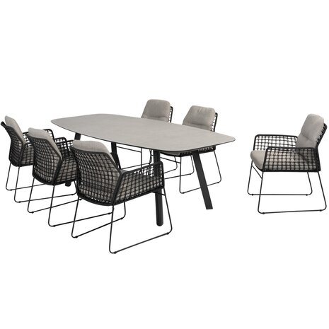 Taste 4SO Rhodos Manolo dining tuinset keramiek 240xH103 cm 7 delig antraciet Taste 4SO Taste 4SO Rhodos Manolo dining tuinset keramiek 240xH103 cm 7 delig antraciet Taste 4SO