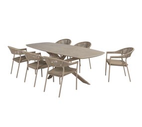 Taste 4SO Sienna Prado dining tuinset 240x105xH75 cm 7 delig latte met keramisch deens ovaal blad Taste 4SO