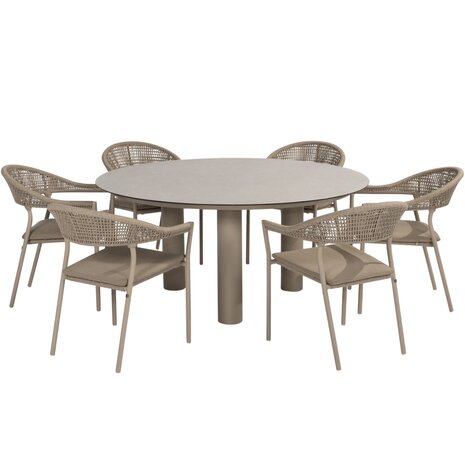Taste 4SO Sienna Donato dining tuinset 160xH75 cm 7 delig keramiek latte Taste 4SO