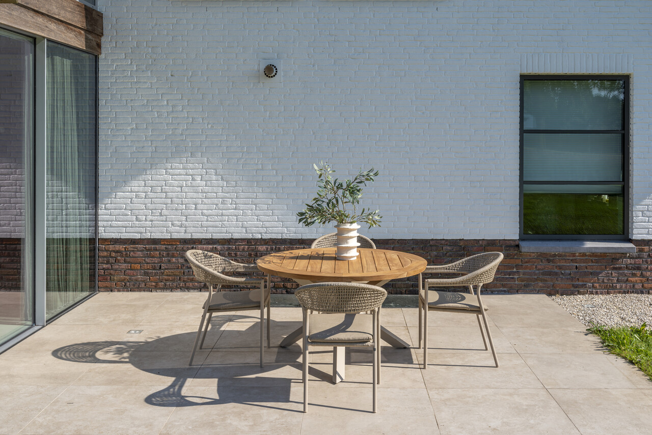 Taste 4SO Sienna Prado dining tuinset 130 cm rond 5 delig zand teak Taste 4SO