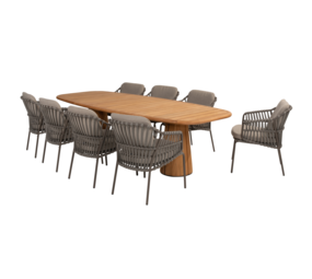 4 Seasons Outdoor Capri Capalbio dining tuinset barrel 280x110xH75 cm 9 delig teak terre 4 Seasons Outdoor 4 Seasons Outdoor Capri Capalbio dining tuinset barrel 280x110xH75 cm 9 delig teak terre 4 Seasons Outdoor