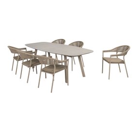 Taste 4SO Sienna Manolo dining tuinset 240x103xH75 cm 7 delig latte Taste 4SO Taste 4SO Sienna Manolo dining tuinset 240x103xH75 cm 7 delig latte Taste 4SO