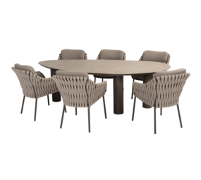 4 Seasons Outdoor Arizona Montera dining tuinset 7 delig 240x130xH75 cm pebble keramiek terre 4 Seasons Outdoor