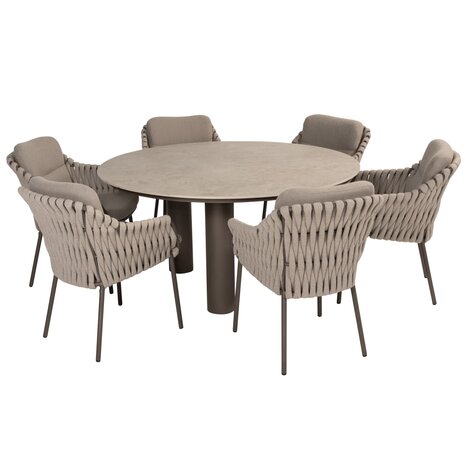 4 Seasons Outdoor Arizona Montera dining tuinset 7 delig 160 cm rond keramiek terre 4 Seasons Outdoor