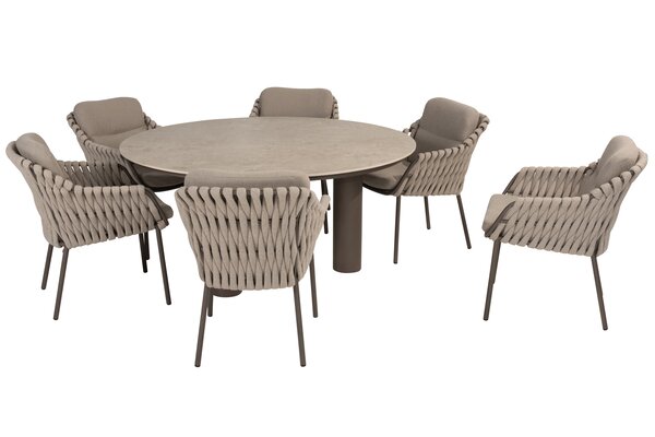 4 Seasons Outdoor Arizona Montera dining tuinset 7 delig 160 cm rond keramiek terre 4 Seasons Outdoor