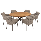 4 Seasons Outdoor Prado Montera dining tuinset 7 delig 160 cm rond teak terre 4 Seasons Outdoor