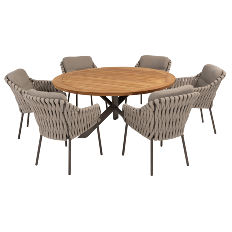 4 Seasons Outdoor Prado Montera dining tuinset 7 delig 160 cm rond teak terre 4 Seasons Outdoor 4 Seasons Outdoor Prado Montera dining tuinset 7 delig 160 cm rond teak terre 4 Seasons Outdoor
