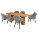 4 Seasons Outdoor Capri Montera barrel dining tuinset 7 delig 240x110xH75 cm teak terre 4 Seasons Outdoor