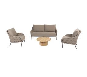 4 Seasons Outdoor Montera stoel bank loungeset 4 delig teak rope terre 4 Seasons Outdoor
