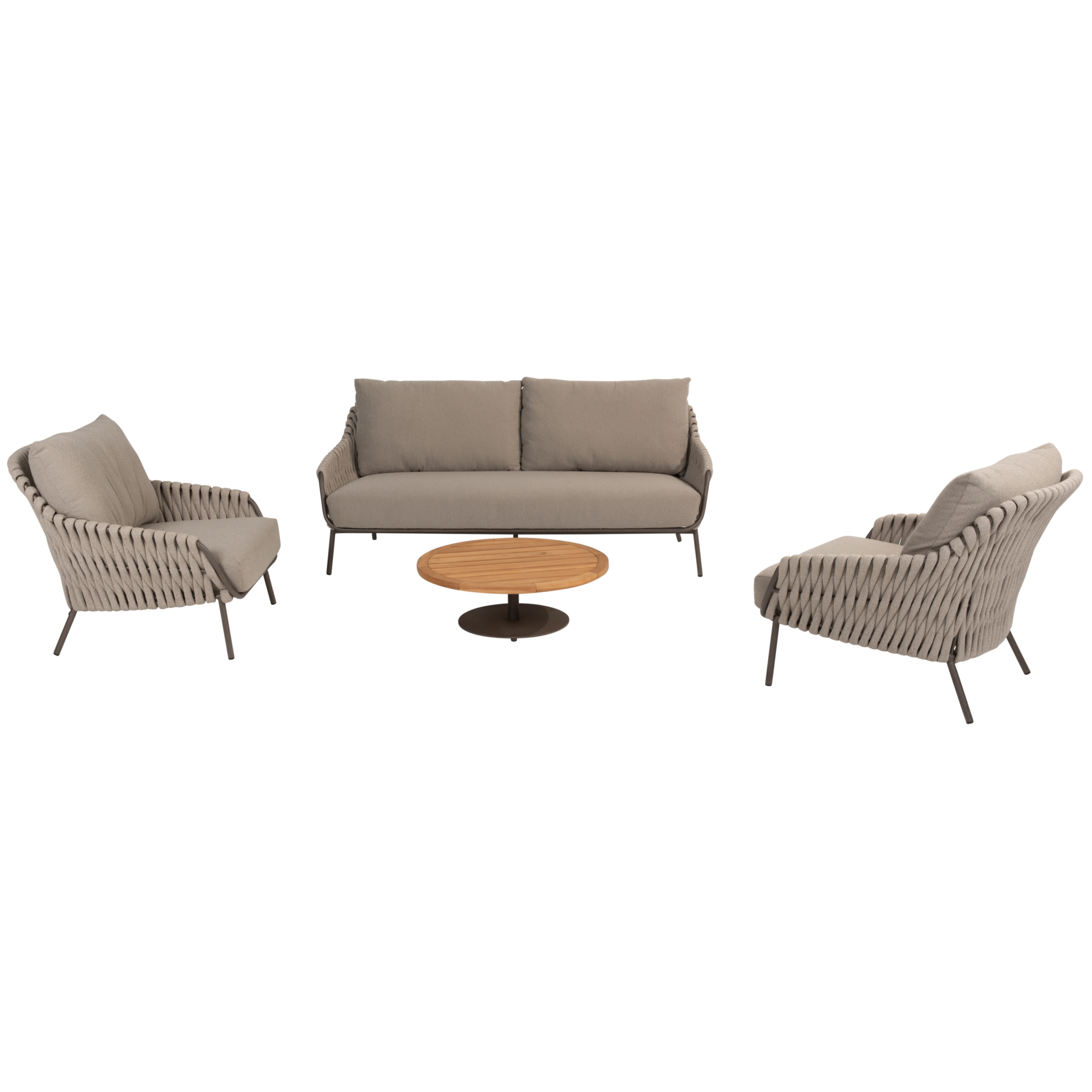 4 Seasons Outdoor Montera stoel bank loungeset 4 delig teak rope terre 