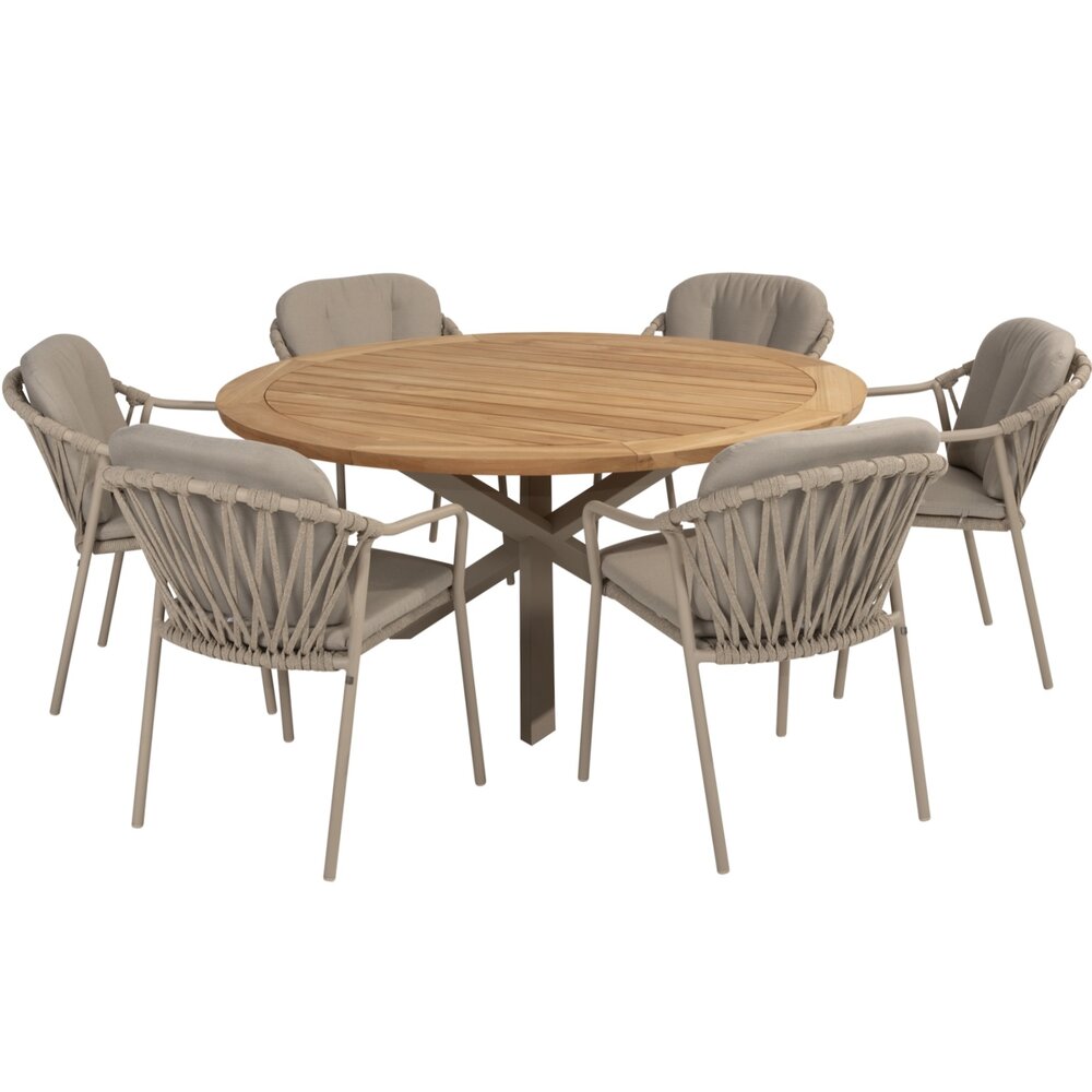 Taste 4SO Manitoba Prado dining tuinset 160 cm rond 7 delig zand teak Taste 4SO Taste 4SO Manitoba Prado dining tuinset 160 cm rond 7 delig zand teak Taste 4SO