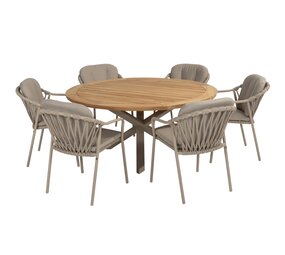 Taste 4SO Manitoba Prado dining tuinset 160 cm rond 7 delig zand teak Taste 4SO Taste 4SO Manitoba Prado dining tuinset 160 cm rond 7 delig zand teak Taste 4SO