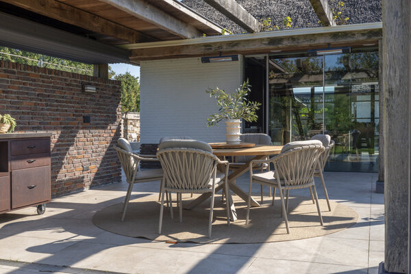 Taste 4SO Manitoba Prado dining tuinset 160 cm rond 7 delig zand teak Taste 4SO Taste 4SO Manitoba Prado dining tuinset 160 cm rond 7 delig zand teak Taste 4SO