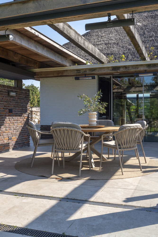 Taste 4SO Manitoba Prado dining tuinset 160 cm rond 7 delig zand teak Taste 4SO Taste 4SO Manitoba Prado dining tuinset 160 cm rond 7 delig zand teak Taste 4SO