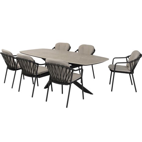 Taste 4SO Manitoba Prado dining tuinset 240x105xH75 cm 7 delig antraciet met keramisch deens ovaal blad Taste 4SO Taste 4SO Manitoba Prado dining tuinset 240x105xH75 cm 7 delig antraciet met keramisch deens ovaal blad Taste 4SO