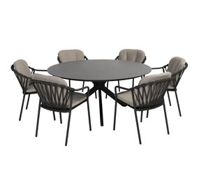 Taste 4SO Manitoba Locarno dining tuinset 160 cm rond 7 delig HPL antraciet 4 Seasons Outdoor Taste 4SO Manitoba Locarno dining tuinset 160 cm rond 7 delig HPL antraciet 4 Seasons Outdoor