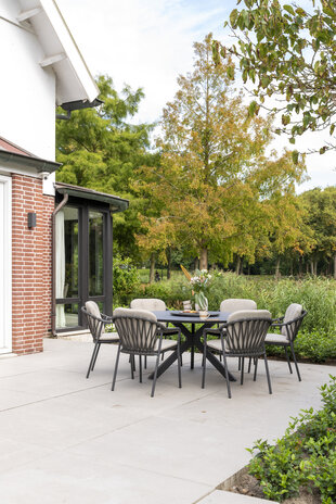 Taste 4SO Manitoba Locarno dining tuinset 160 cm rond 7 delig HPL antraciet 4 Seasons Outdoor Taste 4SO Manitoba Locarno dining tuinset 160 cm rond 7 delig HPL antraciet 4 Seasons Outdoor