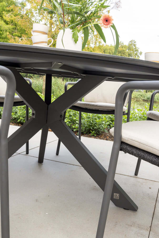 Taste 4SO Manitoba Locarno dining tuinset 160 cm rond 7 delig HPL antraciet 4 Seasons Outdoor