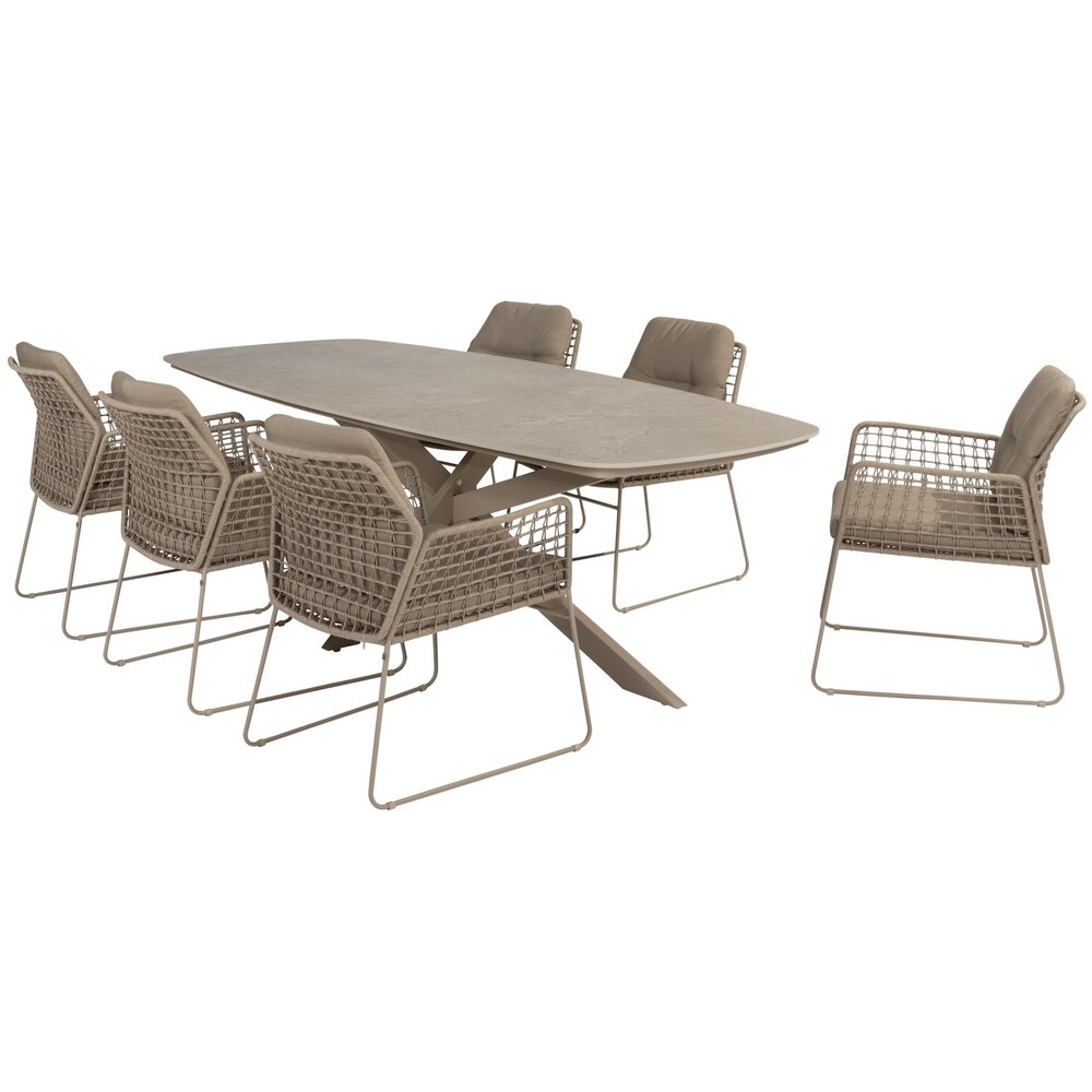 Taste 4SO Albano Prado dining tuinset 240x105xH75 cm 7 delig latte met keramisch deens ovaal blad Taste 4SO Taste 4SO Albano Prado dining tuinset 240x105xH75 cm 7 delig latte met keramisch deens ovaal blad Taste 4SO