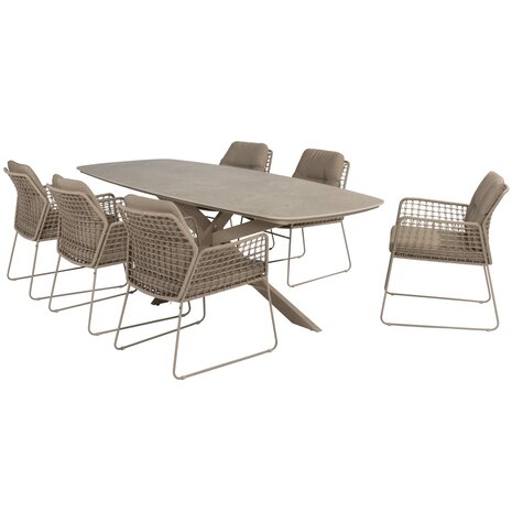 Taste 4SO Albano Prado dining tuinset 240x105xH75 cm 7 delig latte met keramisch deens ovaal blad Taste 4SO Taste 4SO Albano Prado dining tuinset 240x105xH75 cm 7 delig latte met keramisch deens ovaal blad Taste 4SO