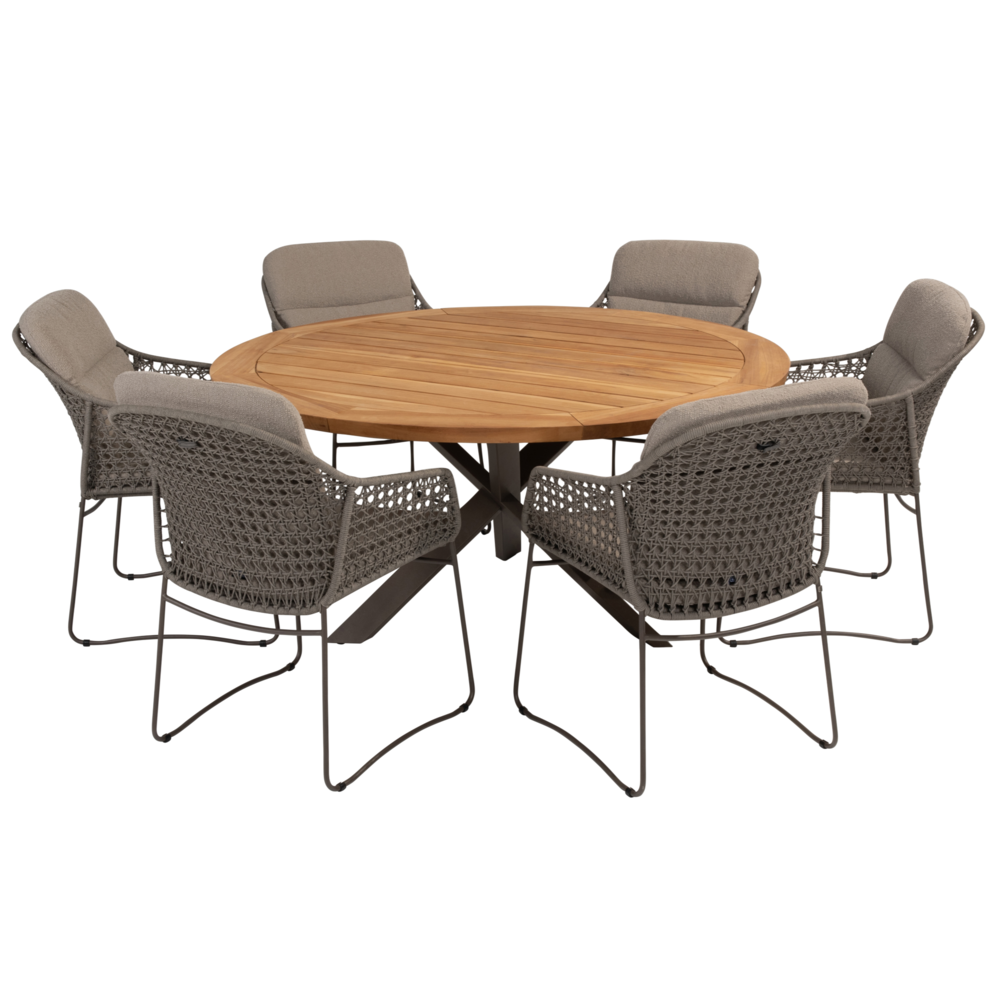 4 Seasons Outdoor Prado Moretti dining tuinset 7 delig 160 cm rond teak terre 4 Seasons Outdoor 4 Seasons Outdoor Prado Moretti dining tuinset 7 delig 160 cm rond teak terre 4 Seasons Outdoor