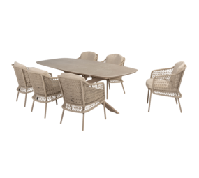 4 Seasons Outdoor Prado Puccini barrel dining tuinset 7 delig 240x105xH75 cm keramiek latte 4 Seasons Outdoor 4 Seasons Outdoor Prado Puccini barrel dining tuinset 7 delig 240x105xH75 cm keramiek latte 4 Seasons Outdoor