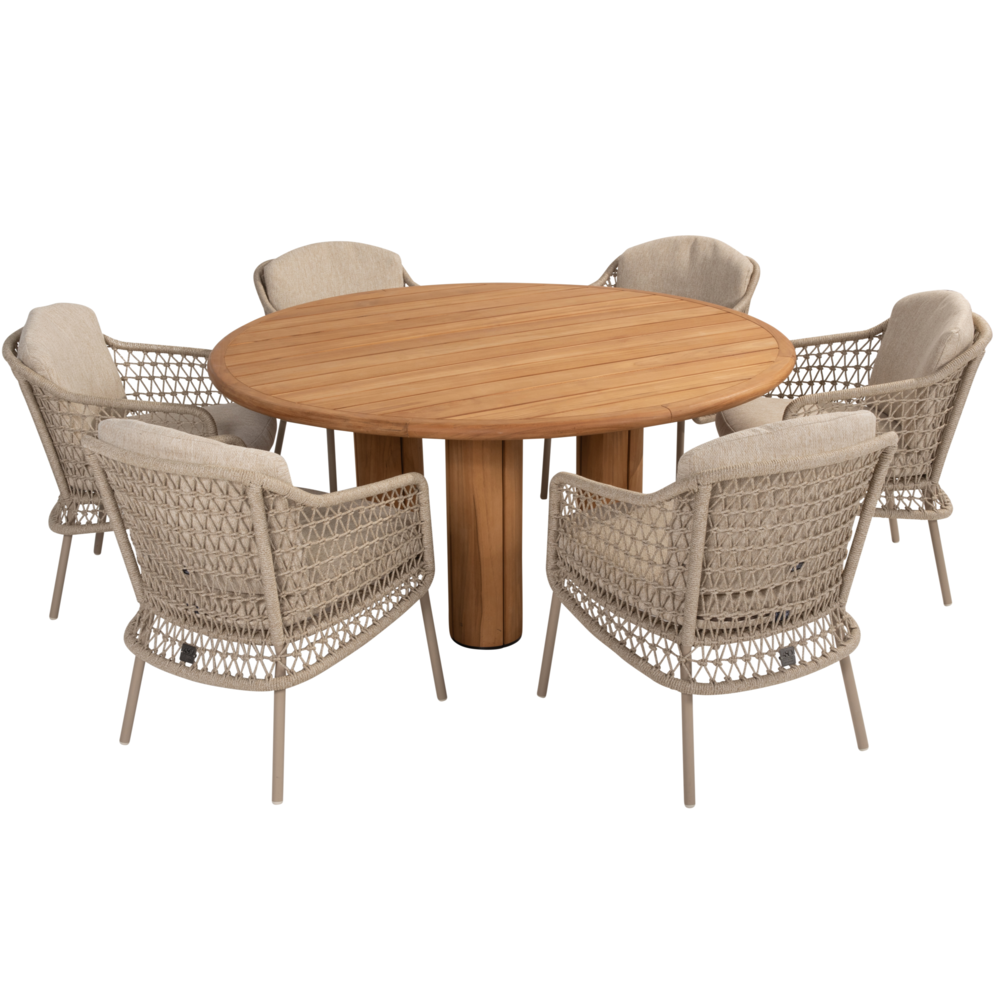 4 Seasons Outdoor Corsica Puccini dining tuinset 7 delig 160 cm rond teak latte 4 Seasons Outdoor 4 Seasons Outdoor Corsica Puccini dining tuinset 7 delig 160 cm rond teak latte 4 Seasons Outdoor