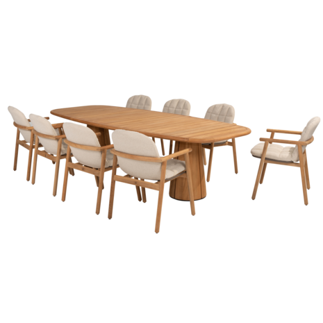 4 Seasons Outdoor Showroommodel Capri Samos barrel dining tuinset 9 delig 280x110xH75 cm 4 Seasons Outdoor