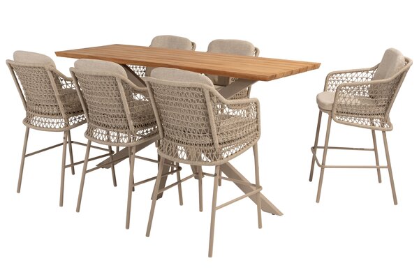 4 Seasons Outdoor Prado Tramonti barset 7 delig 200x70xH105 teak latte 4 Seasons Outdoor 4 Seasons Outdoor Prado Tramonti barset 7 delig 200x70xH105 teak latte 4 Seasons Outdoor