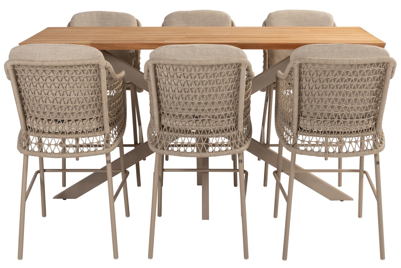 4 Seasons Outdoor Prado Tramonti barset 7 delig 200x70xH105 teak latte 4 Seasons Outdoor 4 Seasons Outdoor Prado Tramonti barset 7 delig 200x70xH105 teak latte 4 Seasons Outdoor