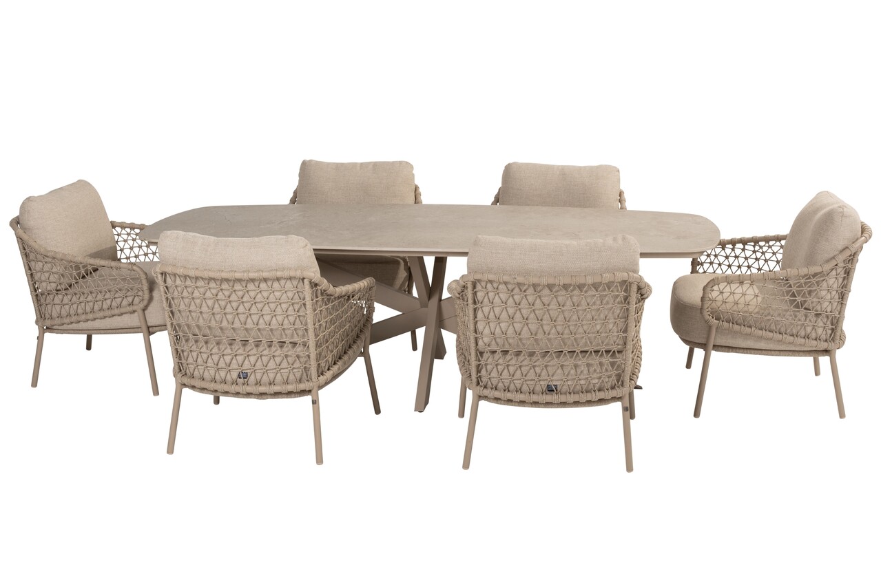 4 Seasons Outdoor Nevada Sardinia barrel low dining tuinset 7 delig 250x105xH69 keramiek sabia panna latte 4 Seasons Outdoor 4 Seasons Outdoor Nevada Sardinia barrel low dining tuinset 7 delig 250x105xH69 keramiek sabia panna latte 4 Seasons Outdoor
