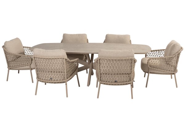 4 Seasons Outdoor Nevada Sardinia barrel low dining tuinset 7 delig 250x105xH69 keramiek sabia panna latte 4 Seasons Outdoor 4 Seasons Outdoor Nevada Sardinia barrel low dining tuinset 7 delig 250x105xH69 keramiek sabia panna latte 4 Seasons Outdoor