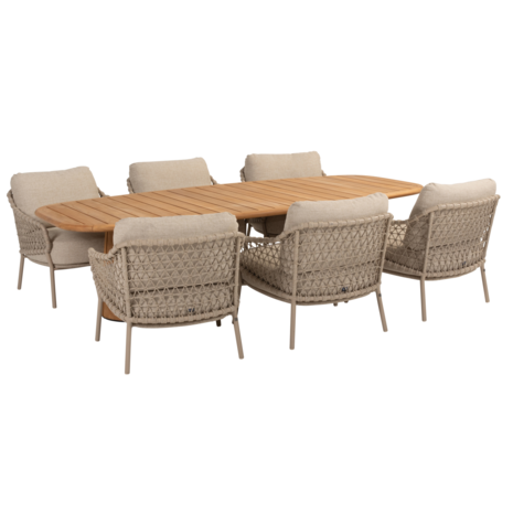 4 Seasons Outdoor Capri Sardinia barrel low dining tuinset 7 delig 240x110xH69 cm teak latte 4 Seasons Outdoor 4 Seasons Outdoor Capri Sardinia barrel low dining tuinset 7 delig 240x110xH69 cm teak latte 4 Seasons Outdoor