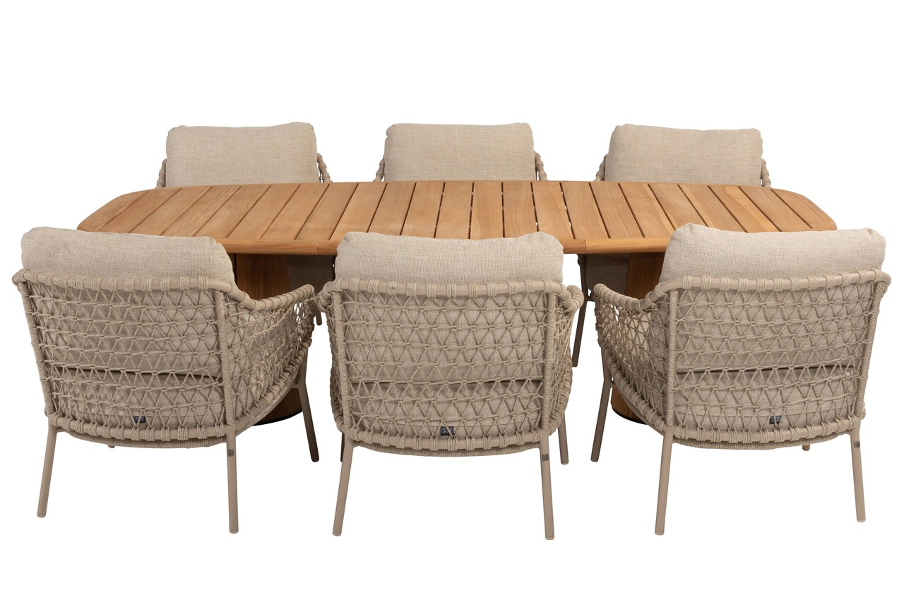 4 Seasons Outdoor Capri Sardinia barrel low dining tuinset 7 delig 240x110xH69 cm teak latte 4 Seasons Outdoor 4 Seasons Outdoor Capri Sardinia barrel low dining tuinset 7 delig 240x110xH69 cm teak latte 4 Seasons Outdoor