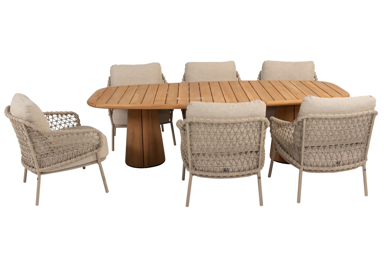 4 Seasons Outdoor Capri Sardinia barrel low dining tuinset 7 delig 240x110xH69 cm teak latte 4 Seasons Outdoor 4 Seasons Outdoor Capri Sardinia barrel low dining tuinset 7 delig 240x110xH69 cm teak latte 4 Seasons Outdoor