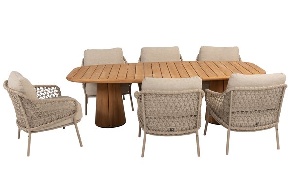4 Seasons Outdoor Capri Sardinia barrel low dining tuinset 7 delig 240x110xH69 cm teak latte 4 Seasons Outdoor 4 Seasons Outdoor Capri Sardinia barrel low dining tuinset 7 delig 240x110xH69 cm teak latte 4 Seasons Outdoor