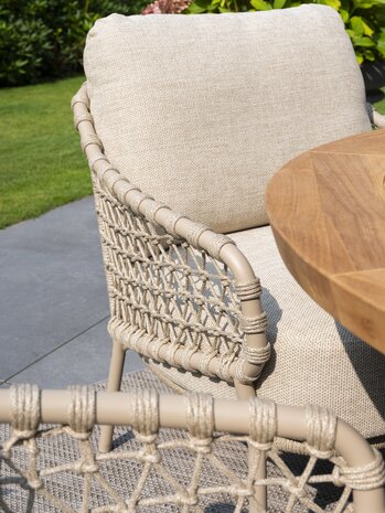 4 Seasons Outdoor Saba Sardinia low dining tuinset 7 delig 160 cm rond teak latte 4 Seasons Outdoor
