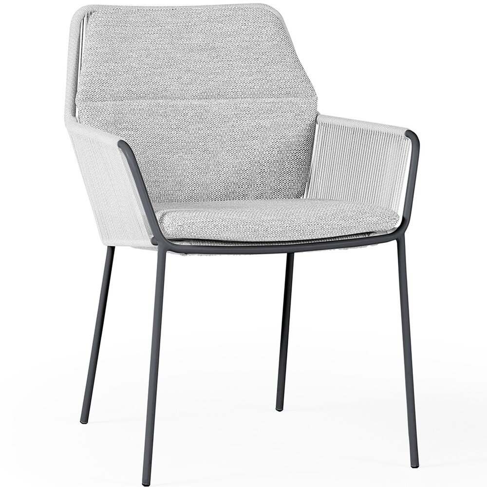 SUNS Punta dining tuinstoel soft grey mixed weave camel sand SUNS set van 4 SUNS Punta dining tuinstoel soft grey mixed weave camel sand SUNS set van 4