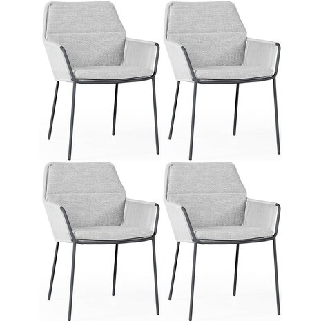 SUNS Punta dining tuinstoel soft grey mixed weave camel sand SUNS set van 4 SUNS Punta dining tuinstoel soft grey mixed weave camel sand SUNS set van 4