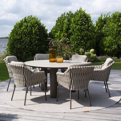 4 Seasons Outdoor Arizona Montera dining tuinset 7 delig 160 cm rond keramiek terre 4 Seasons Outdoor