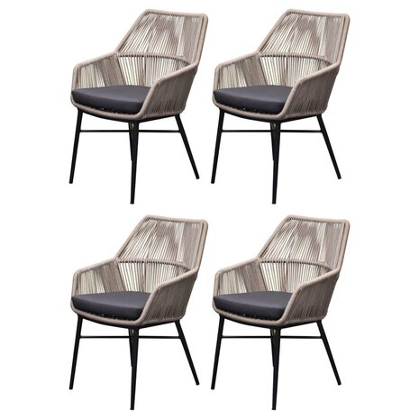 AVH-Collectie Chianti dining tuinstoel grijs rope set van 4 AVH-Collectie Chianti dining tuinstoel grijs rope set van 4