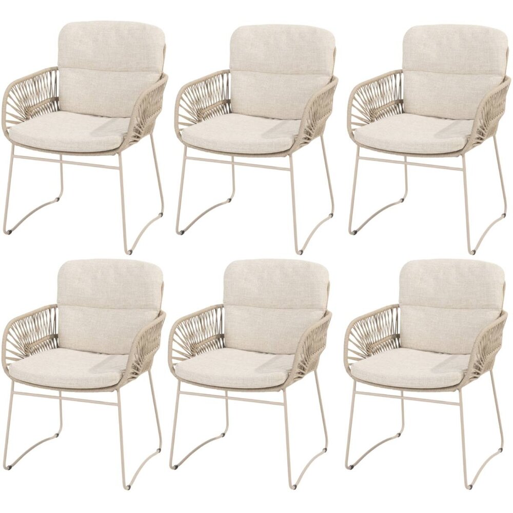4 Seasons Outdoor Murcia dining stoel rope latte 4 Seasons Outdoor set van 6