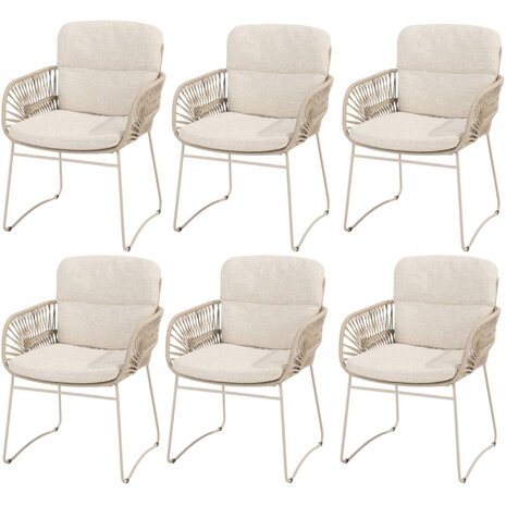 4 Seasons Outdoor Murcia dining stoel rope latte 4 Seasons Outdoor set van 6
