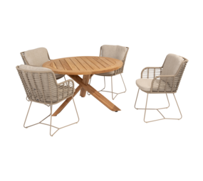 4 Seasons Outdoor Prado Fabrice dining tuinset 5 delig 130 cm rond teak latte 4 Seasons Outdoor 4 Seasons Outdoor Prado Fabrice dining tuinset 5 delig 130 cm rond teak latte 4 Seasons Outdoor